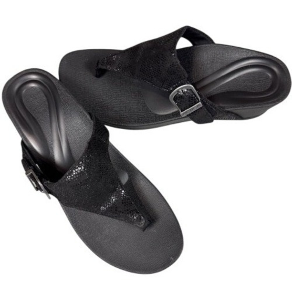 Aetrex Jillian Women's 9-9.5 Snakeskin Shimmer Orthotic Thong Wedge Sandals